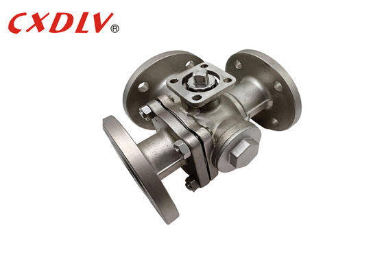 ISO5211取り付けパッド付き3方Tポートフランジボールバルブ、ベアステム