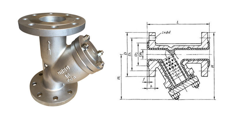 DN200 ステンレス鋼 Y ストレインバvalve フレンズ付き フィルター 40Mesh PN16 RF